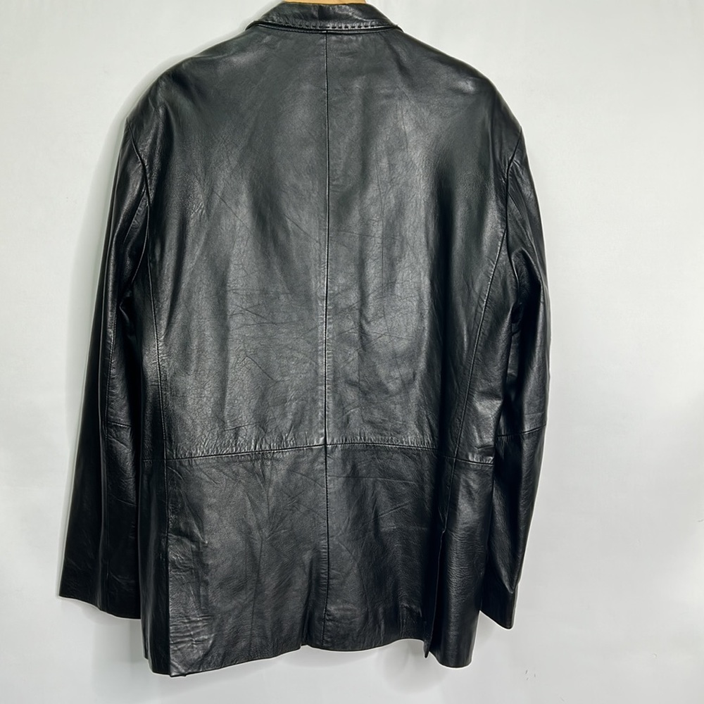 Pronto Uomo genuine leather shoulder pad pocketed blazer - Picture 7 of 11